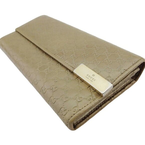 GUCCI Long Wallet GG Pattern Beige Gold USED - Picture 6 of 14